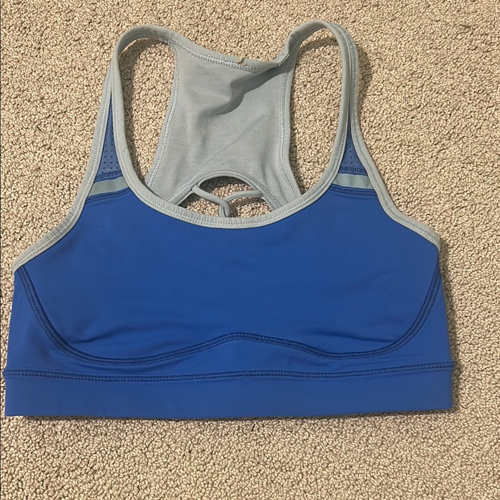 LULU Blue and light blue Sports Bra with Racerback Design and Medium Support